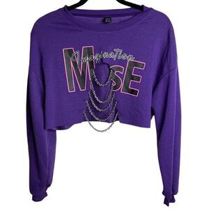 SHEIN Long Sleeve Chain Crop Top Purple Size XS